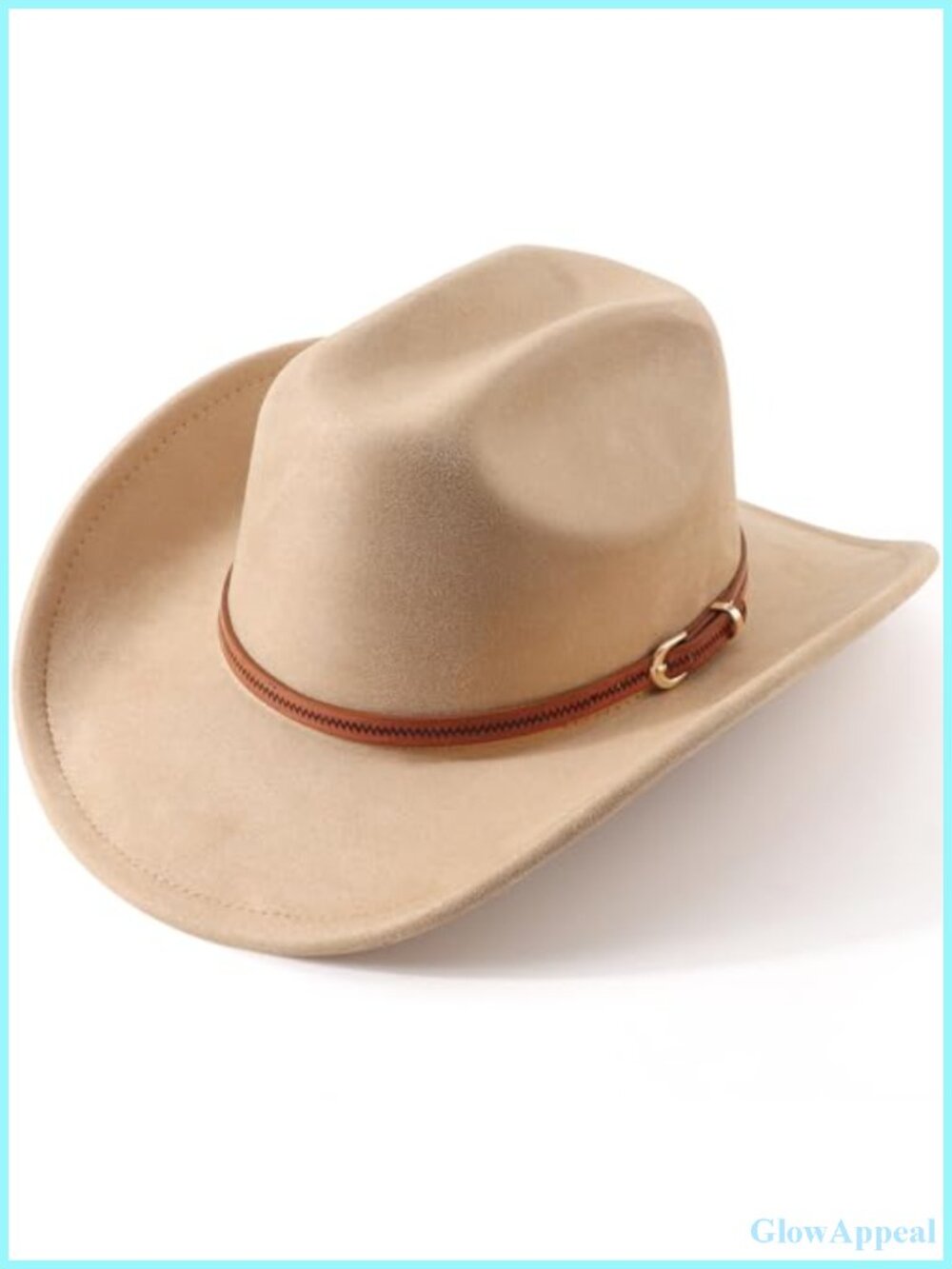 Women Cowboy Felt Wide Brim Fedora Hat with Belt Buckle Retro Panama Unisex